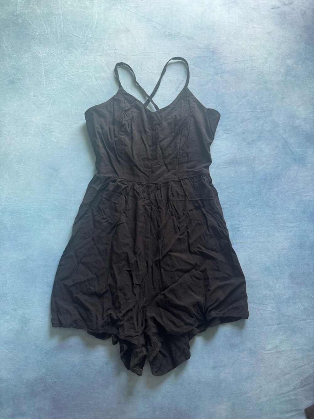 Garage Black Strappy Romper Dress with Crossback Straps